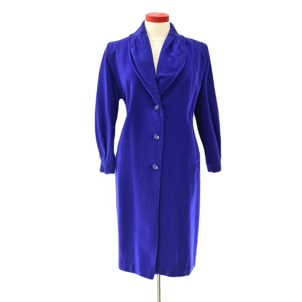 Dani Colby Cobalt Blue Pleated Collar Coat Women's Vintage Plus Size Coat 22W